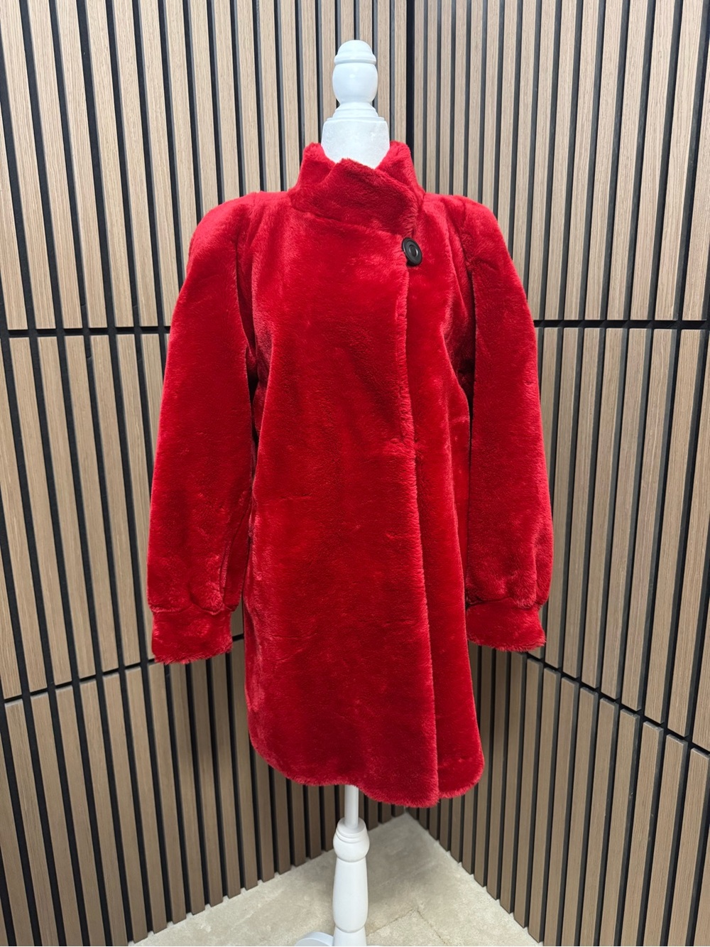 Vintage Red Faux Fur Coat by Style VI Ltd